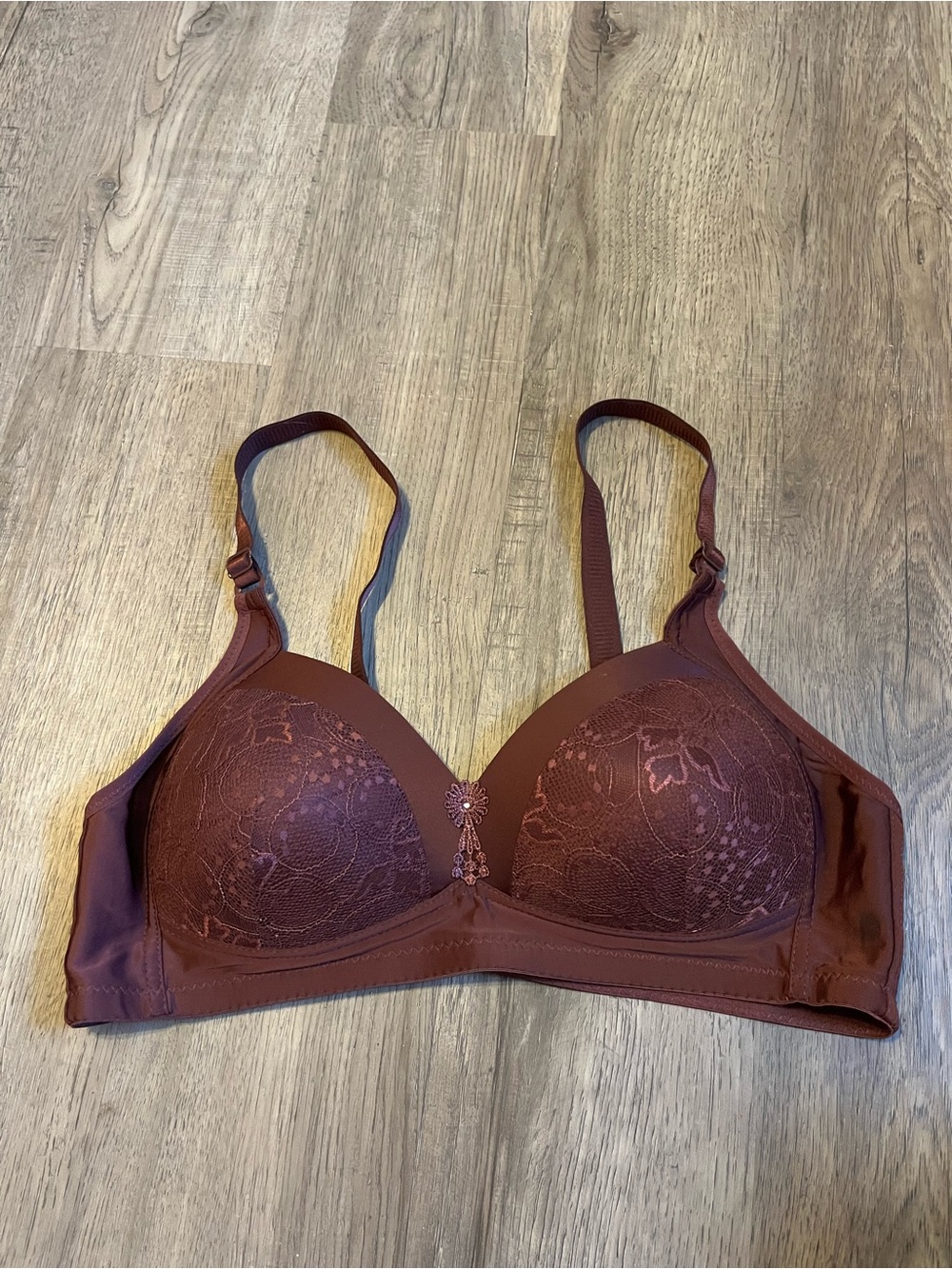Valentina Lace Wireless Bra in Burgundy 42C